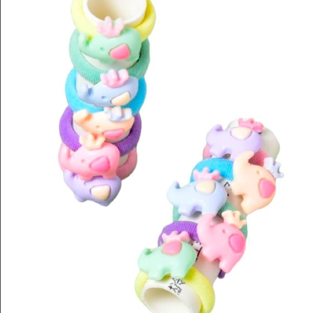 10 Multicolor Elephant Hair Ties - Picture 7 of 8